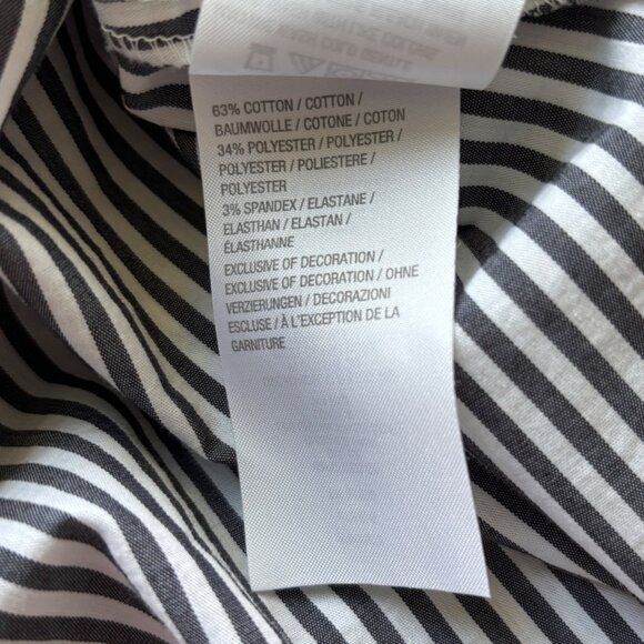 Denim & Co White with Gray Stripes Button Up Shirt Top Sz Medium Rose Applique - Picture 7 of 7